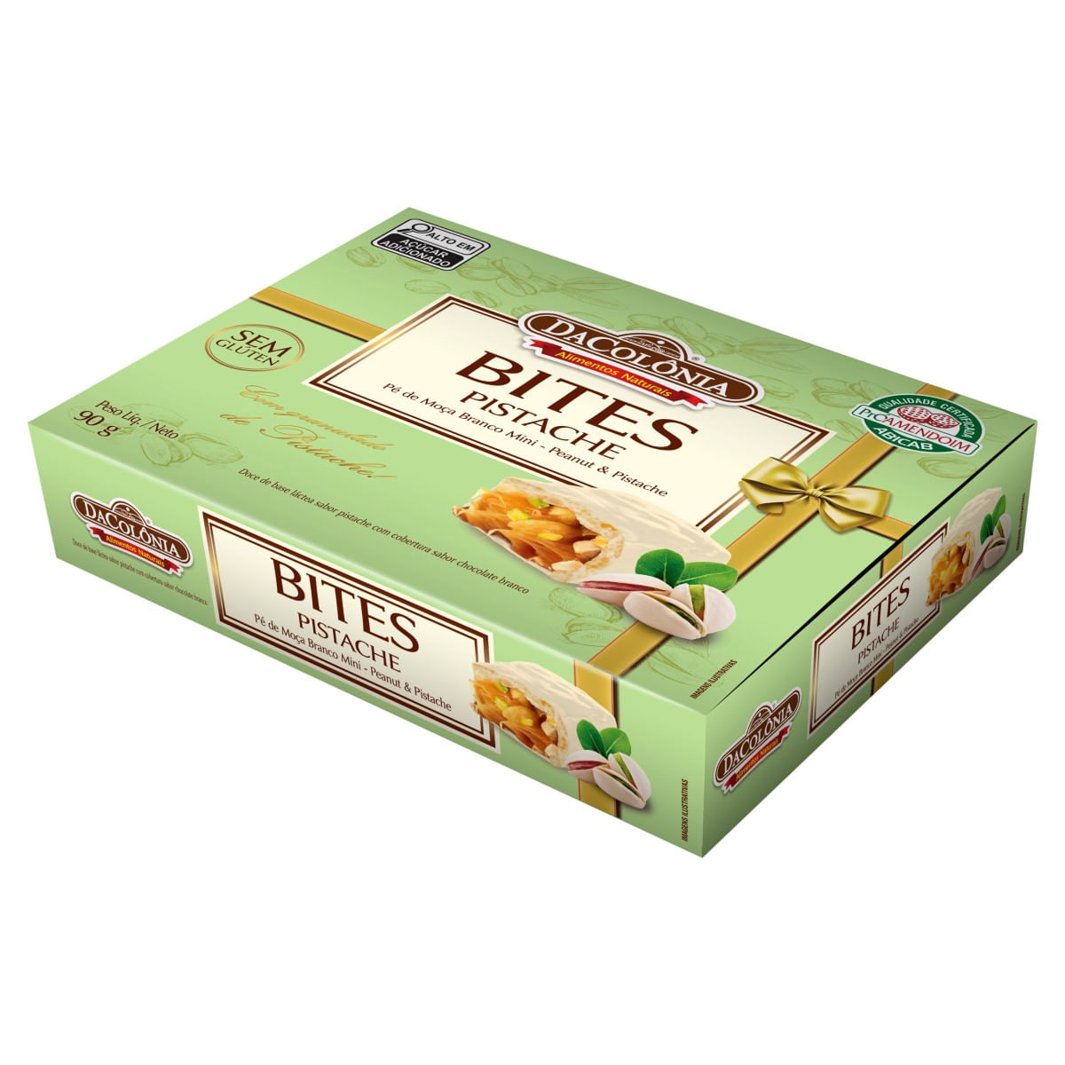 Pé de Moça DA COLÔNIA Mini Pistache com Cobertura Chocolate Branco 90g