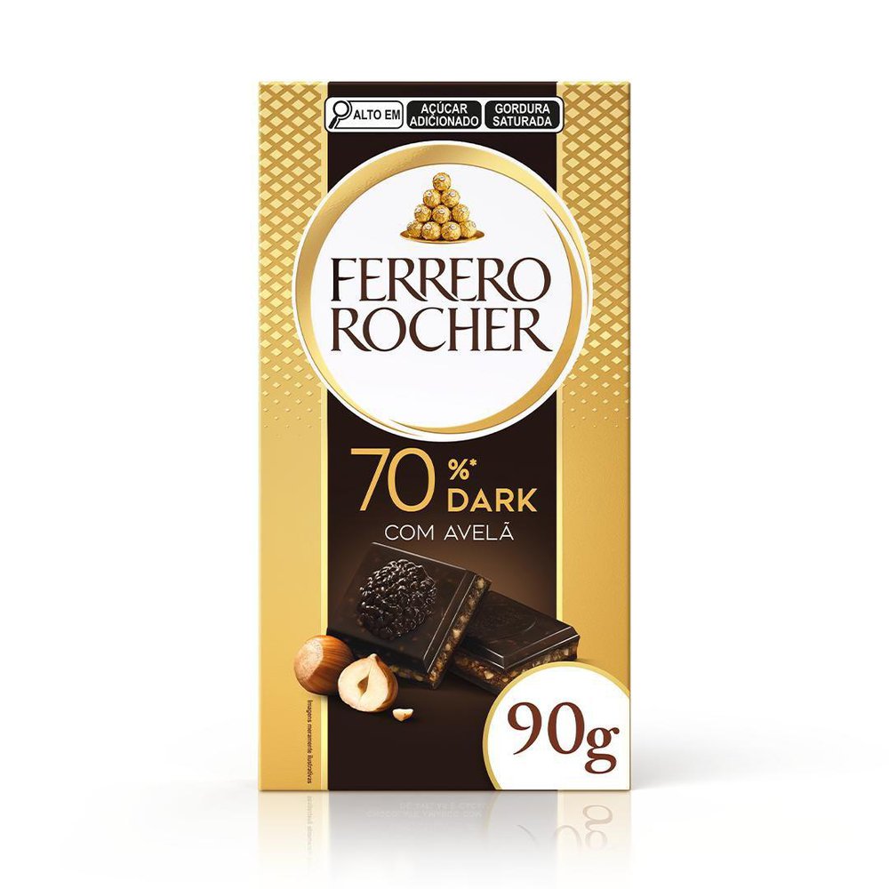 Chocolate FERRERO ROCHER Dark 70% com Avelã 90g