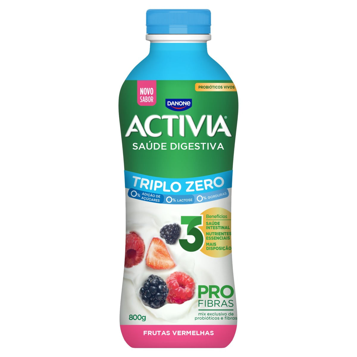 Leite Fermentado ACTIVIA Frutas Vermelhas Zero Lactose 800g