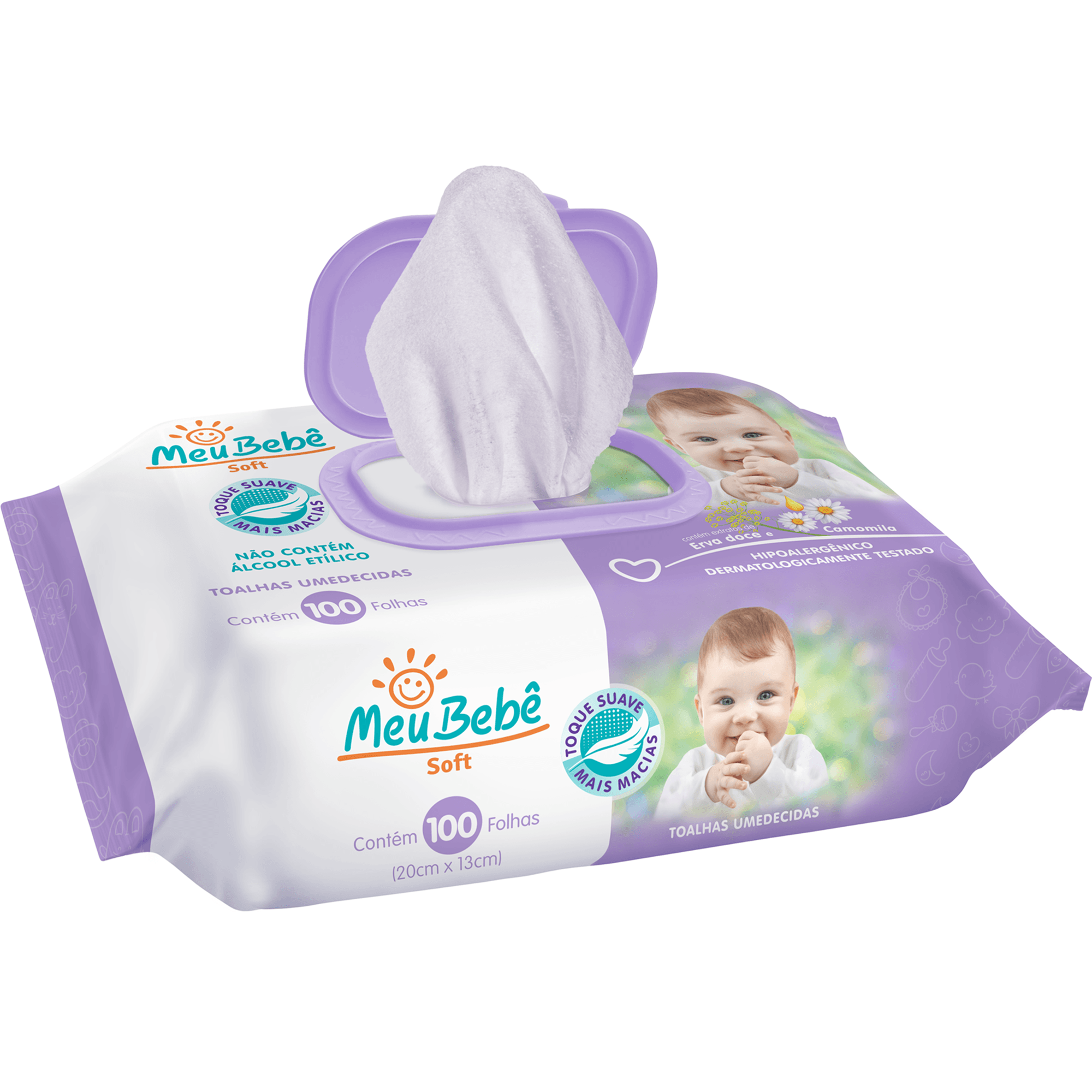 Toalha Umedecida MEU BEBE Soft com 100 Unidades