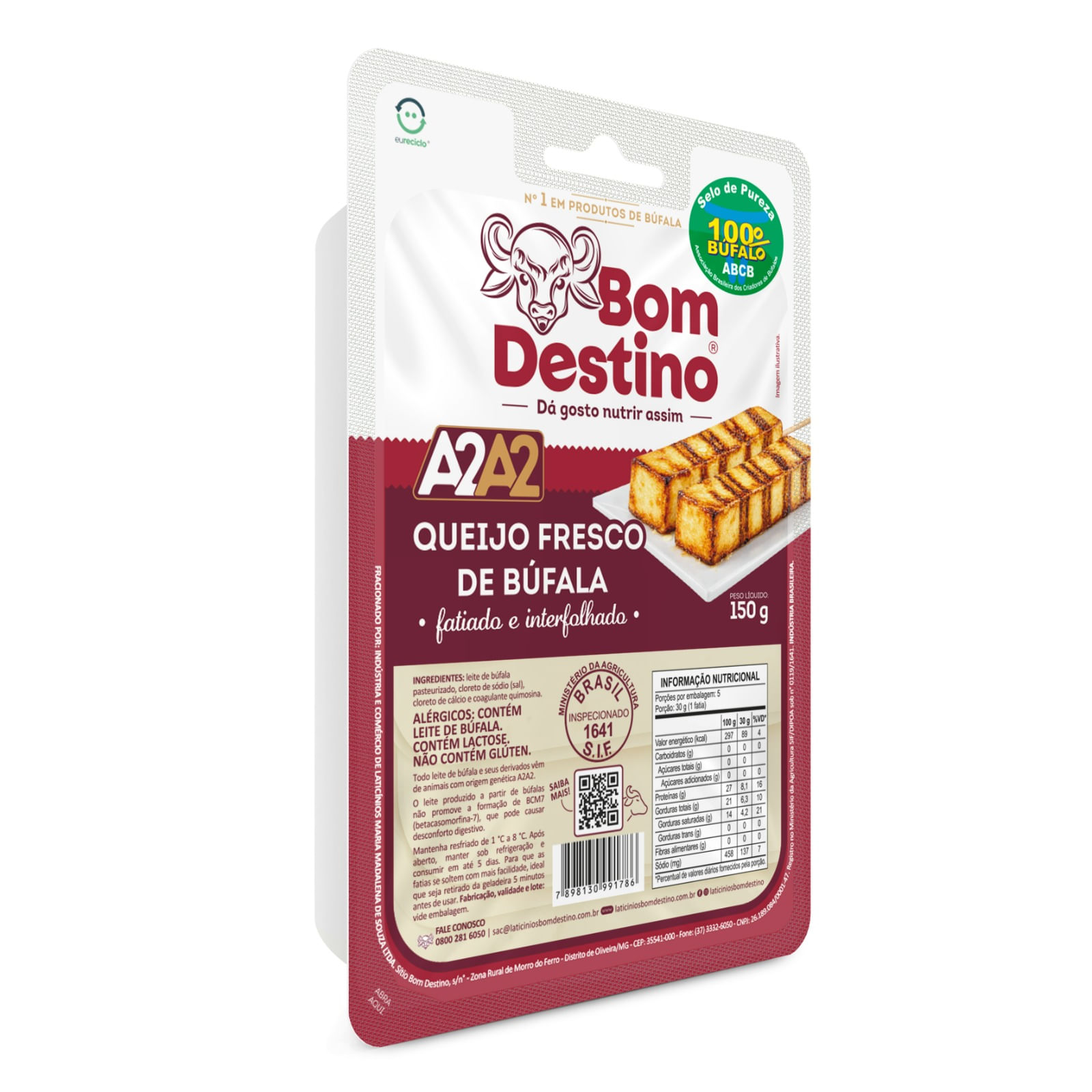 Queijo Coalho De Búfala BOM DESTINO Fatiado 150g